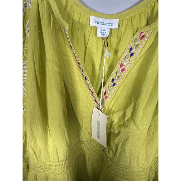 Sundance Remi Eyelet Maxi Dress XXL Bright Yellow Green Embroidered Cotton Flowy - Picture 6 of 12